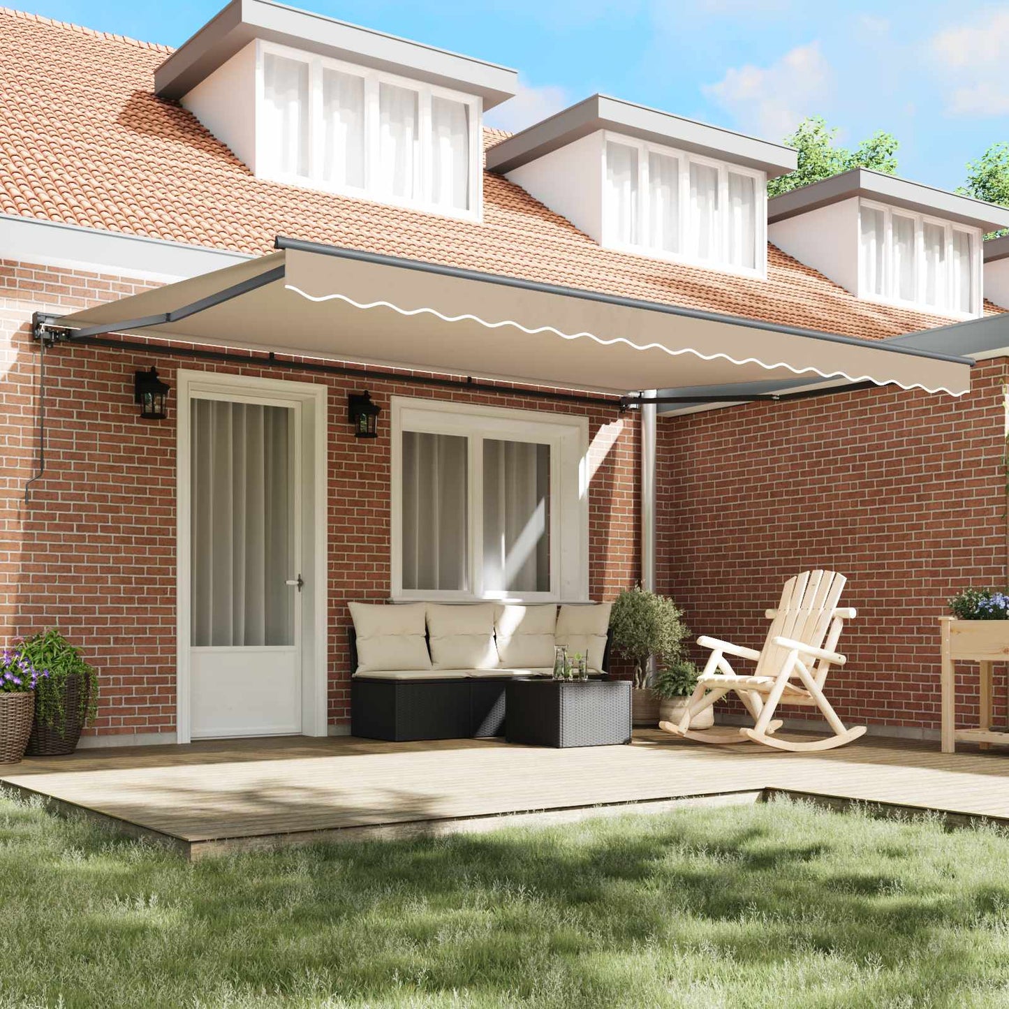 Awning Frame Beige 450 x 300 cm Polyester with PU coating