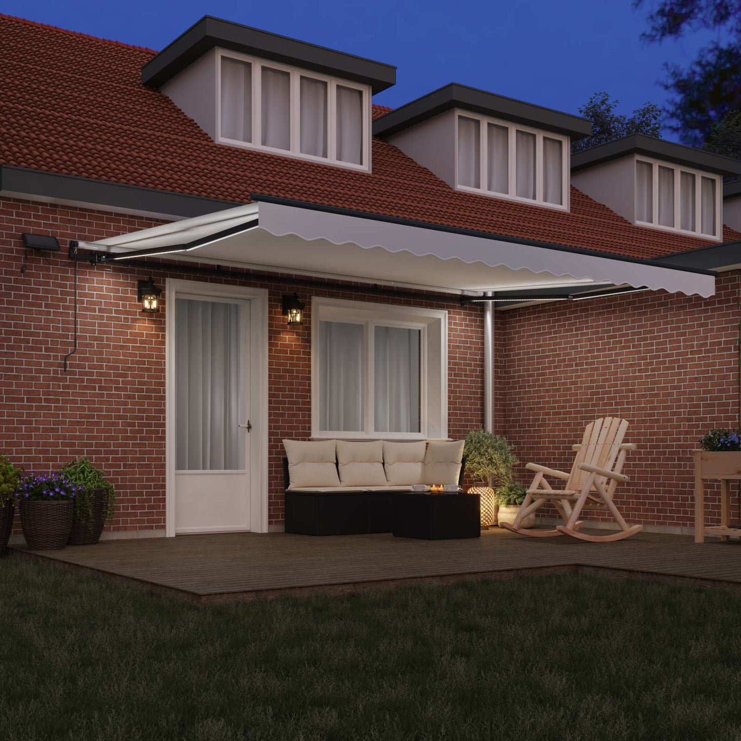 Retractable Awning White 450 x 300 cm Fabric