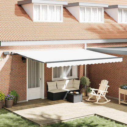 Retractable Awning White 450 x 300 cm Fabric