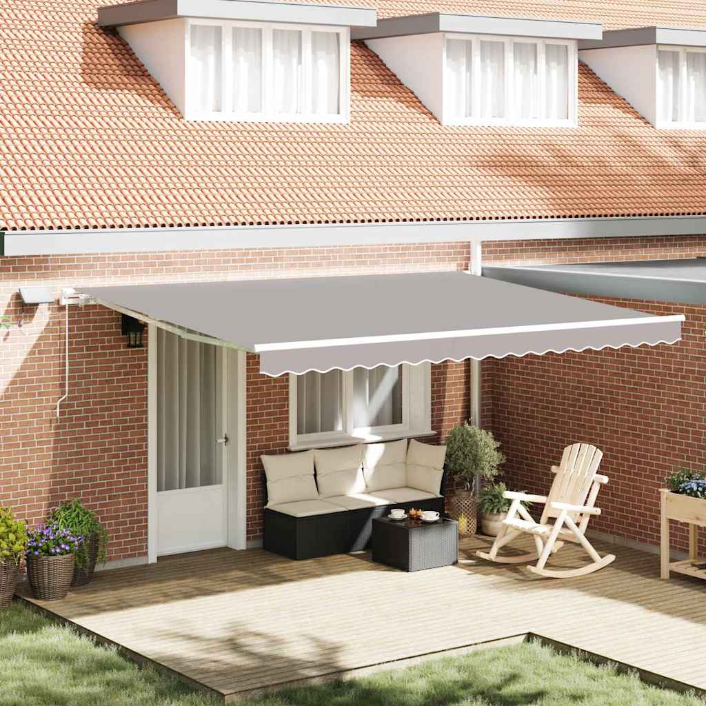 Retractable Awning Light Grey 450 x 300 cm Fabric and Aluminium