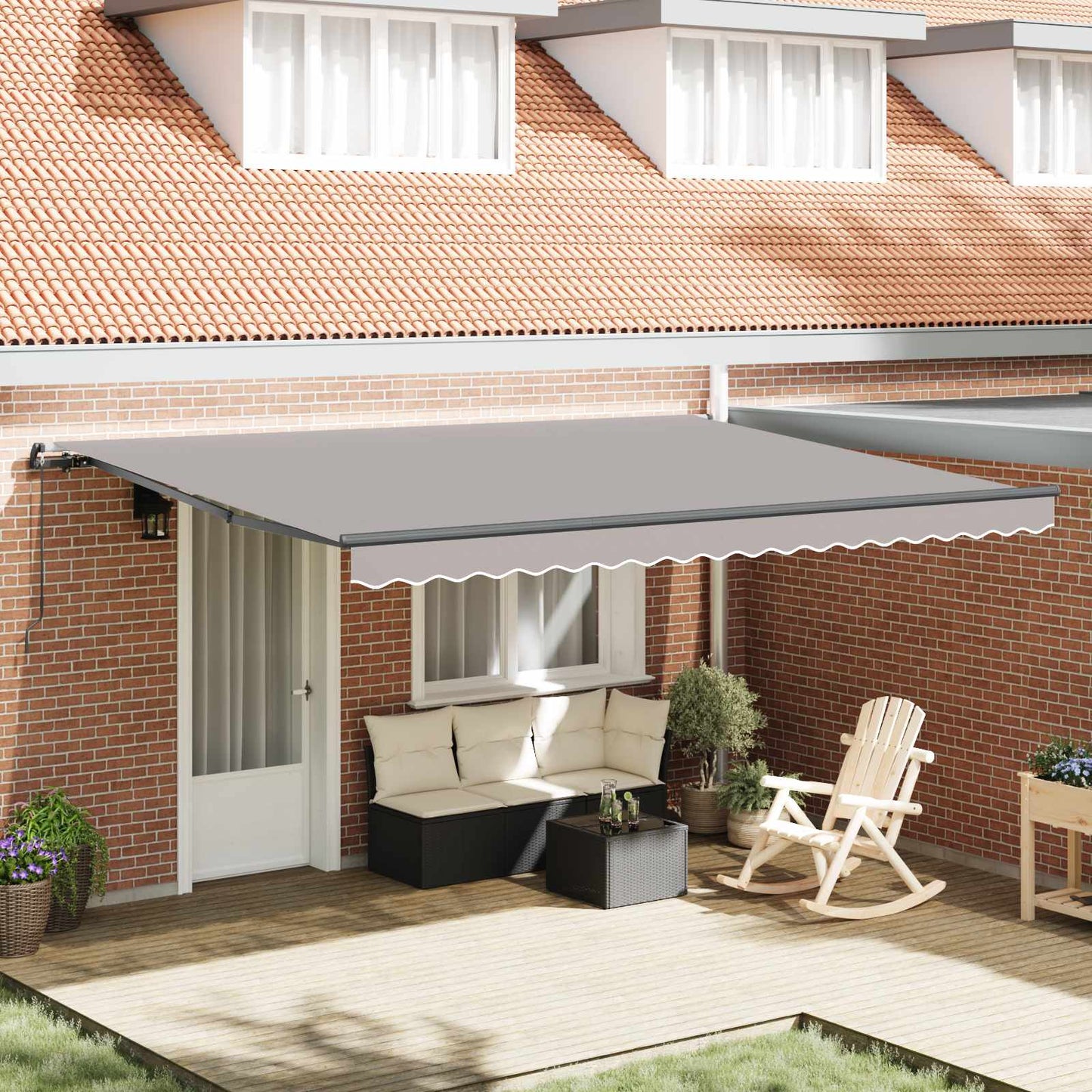 Retractable Awning Light Grey 450 x 300 cm