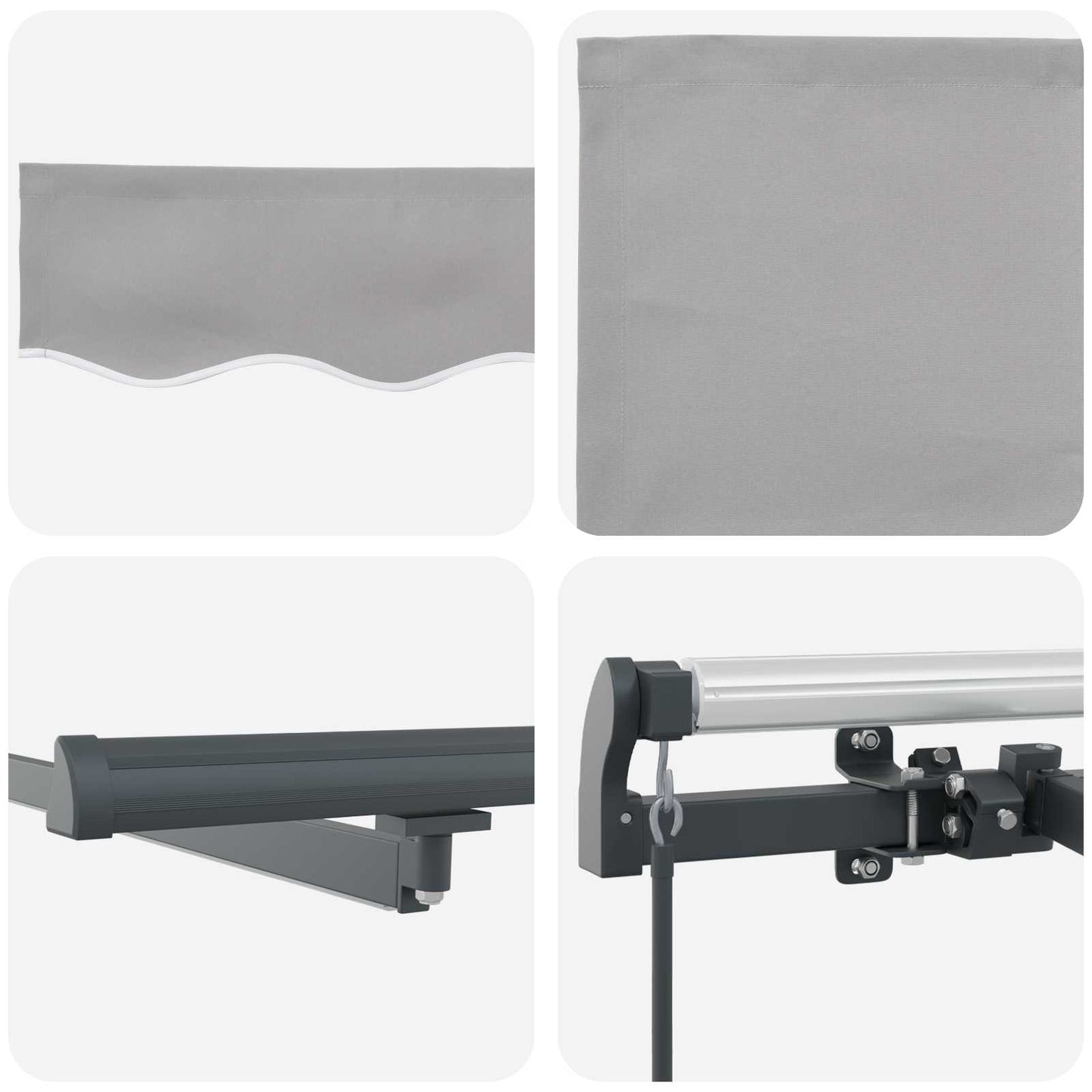 Retractable Awning Light Grey 450 x 300 cm Fabric and Aluminium