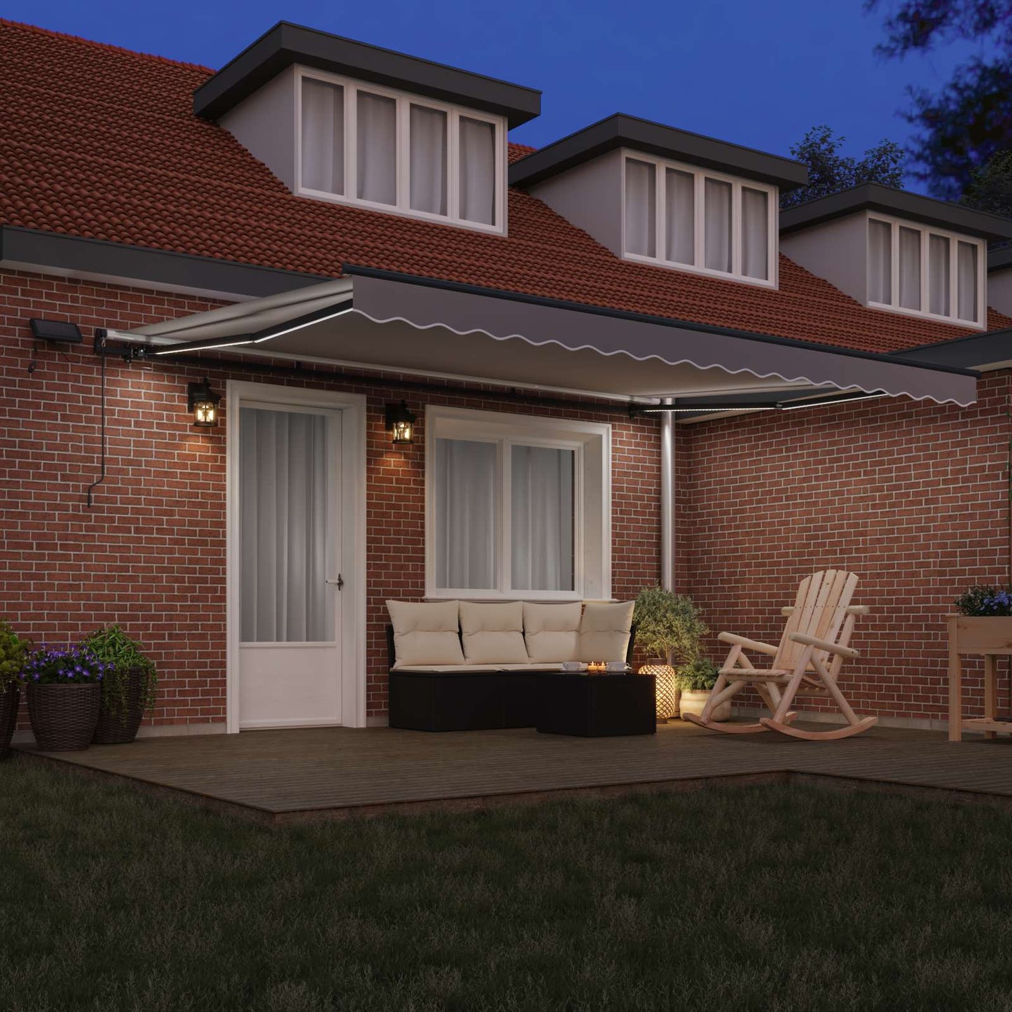 Retractable Awning Light Grey 450 x 300 cm Fabric and Aluminium