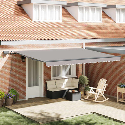 Retractable Awning Light Grey 450 x 300 cm Fabric and Aluminium