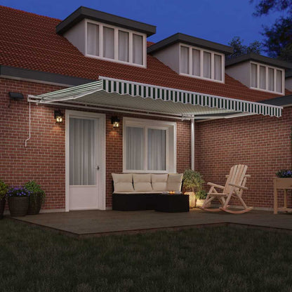 Retractable Awning Green and White 450 x 300 cm