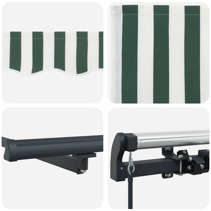 Retractable Awning Green and White 450 x 300 cm