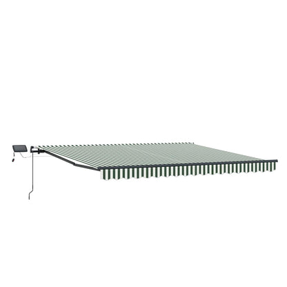 Retractable Awning Green and white 450 x 300 cm Fabric