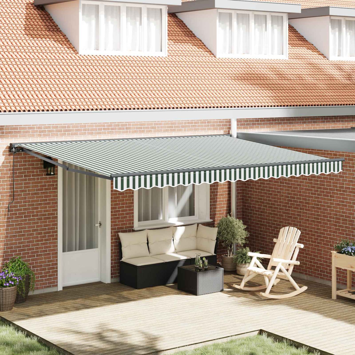 Awning Frame Green and White 450 x 300 cm