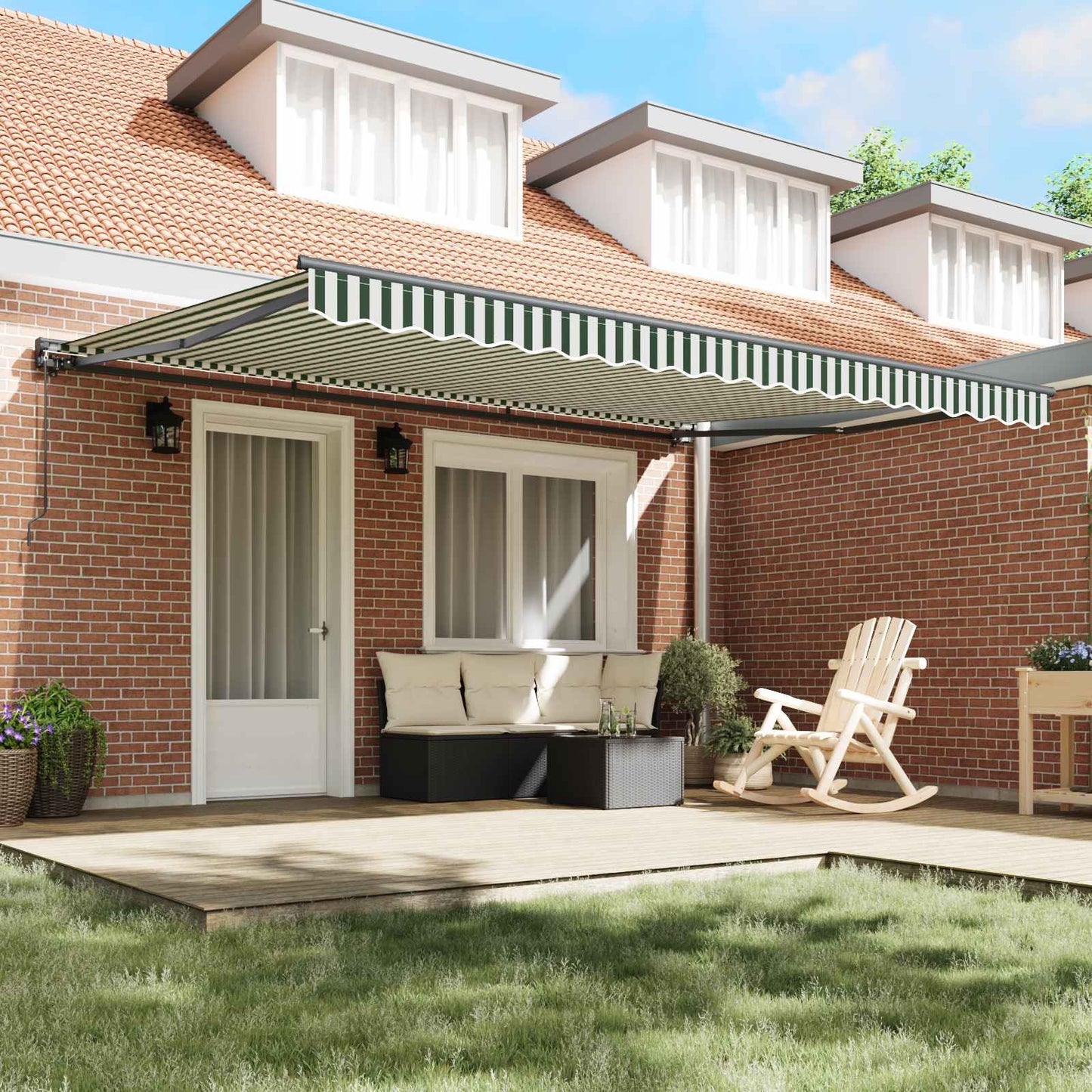 Awning Frame Green and White 450 x 300 cm