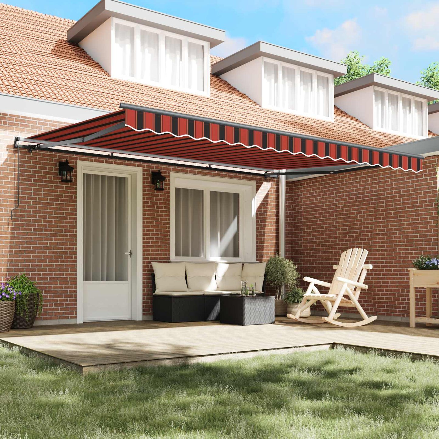 Retractable Awning Orange and brown 450 x 350 cm