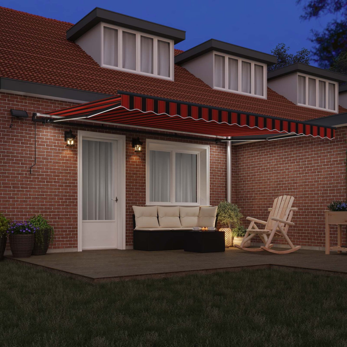 Retractable Awning Orange and brown 450 x 350 cm Fabric