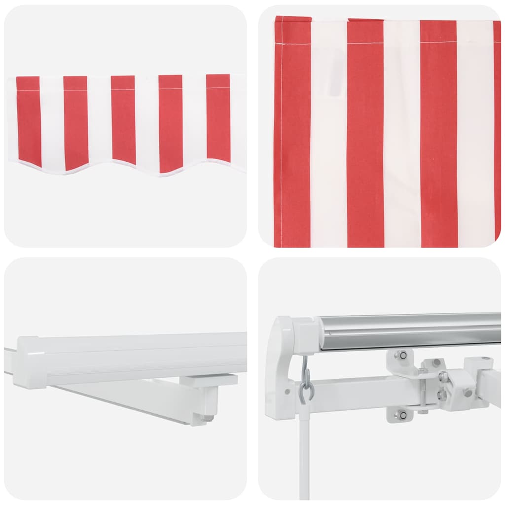 Retractable Awning Red and White 450 x 350 cm Fabric and Steel