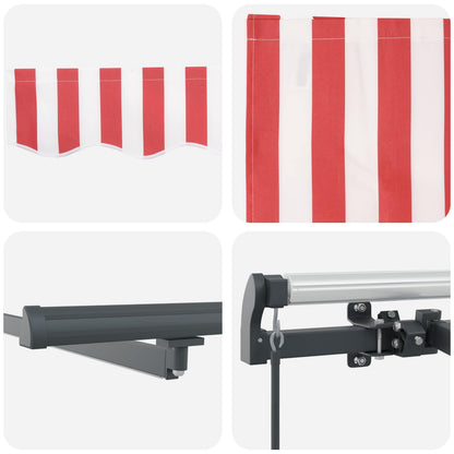 Retractable Awning Manual Red and white 450 x 350 cm Fabric