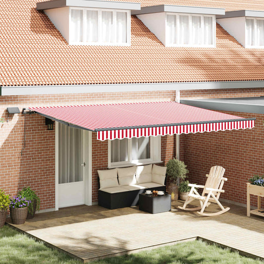 Retractable Awning Red and White 450 x 350 cm