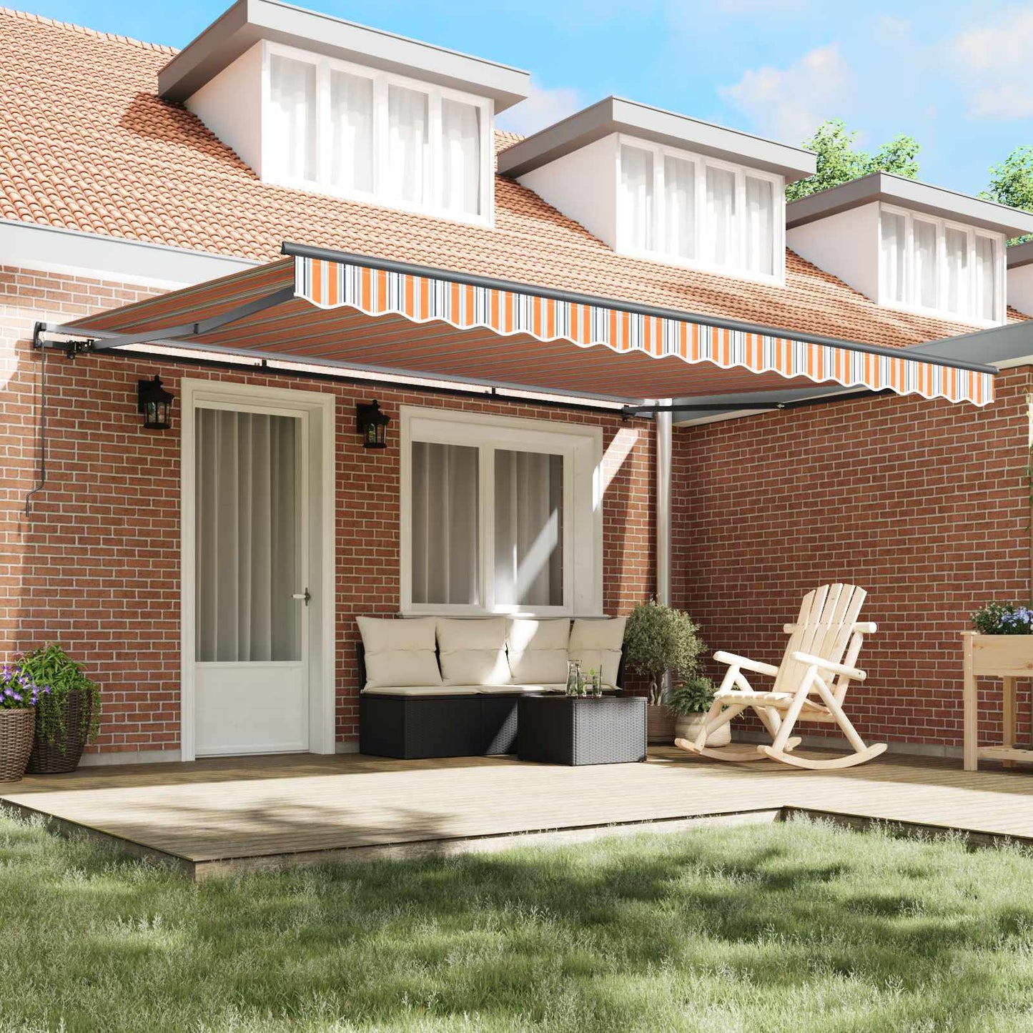 Retractable Awning Multicolour 450 x 350 cm