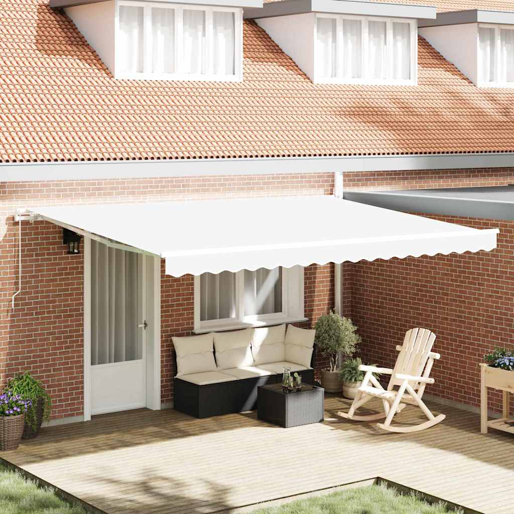 Awning Retractable Manual White 450 x 350 x 165 cm Polyester