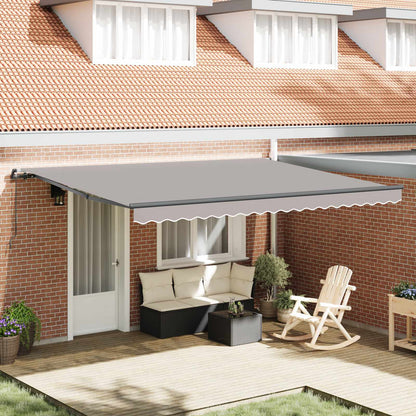 Retractable Awning Light Grey 450 x 350 cm Polyester and Steel