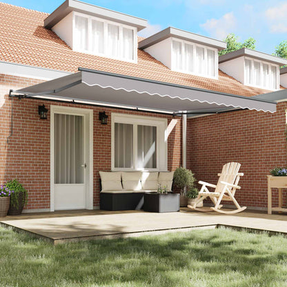 Retractable Awning Light Grey 450 x 350 cm Polyester and Steel