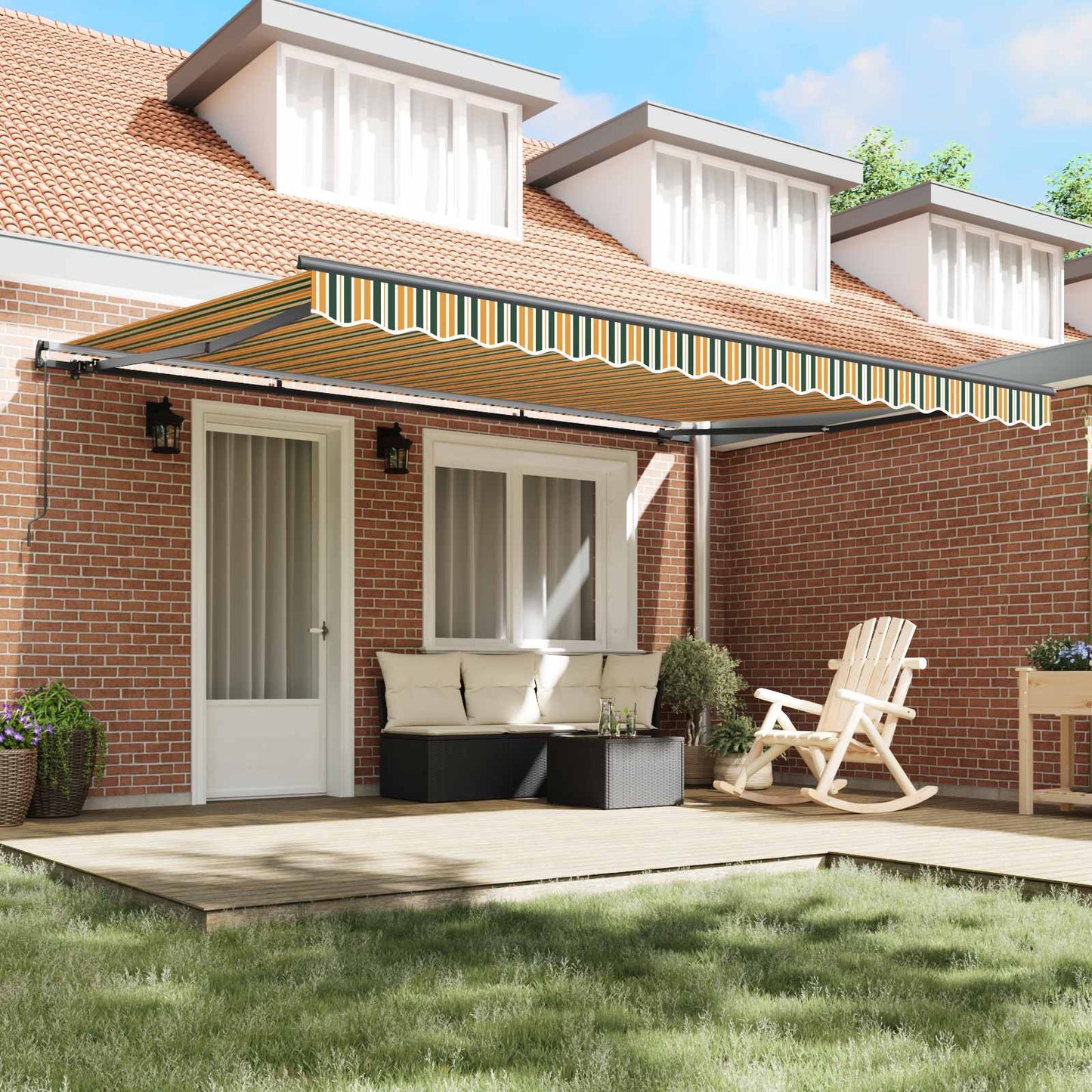 Retractable Awning Green and yellow 450 x 350 cm