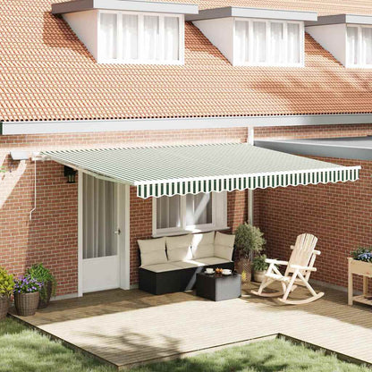 Retractable Awning Green and White 450 x 350 cm
