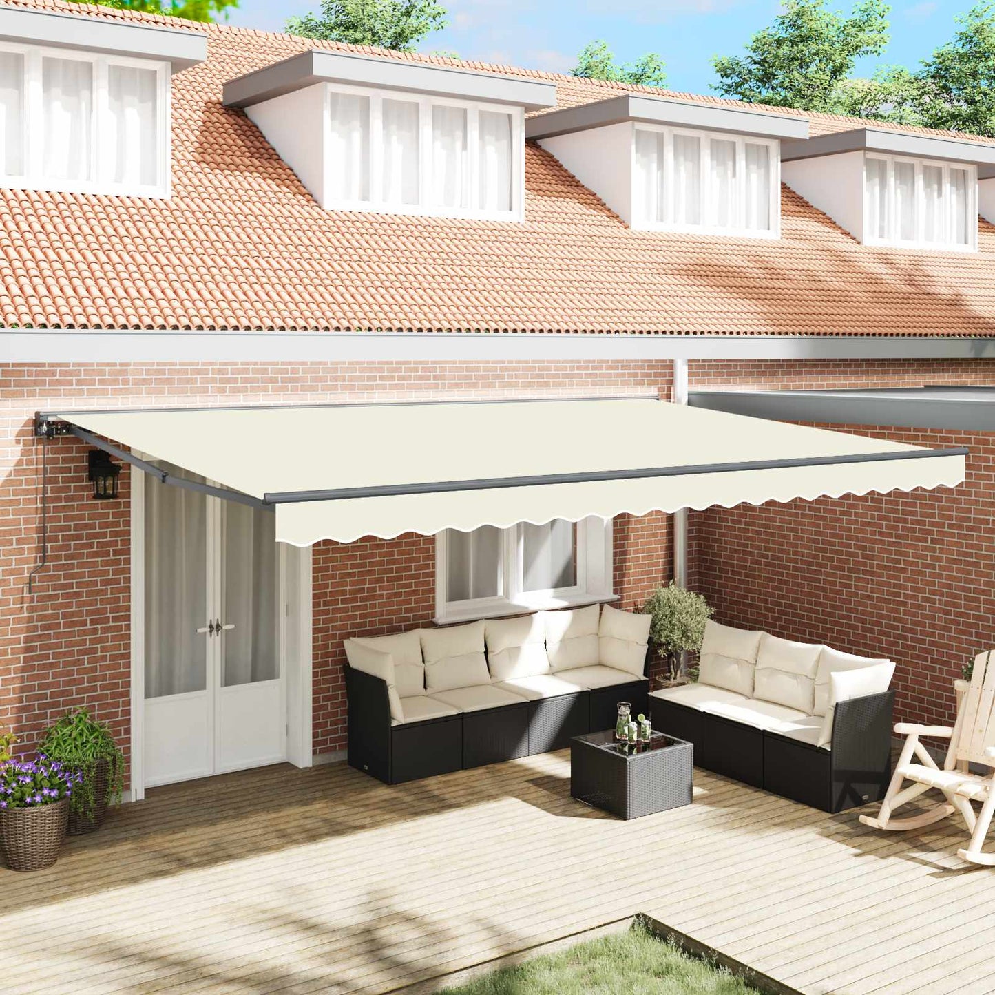 Awning Frame Cream 500 x 300 cm Polyester with PU coating
