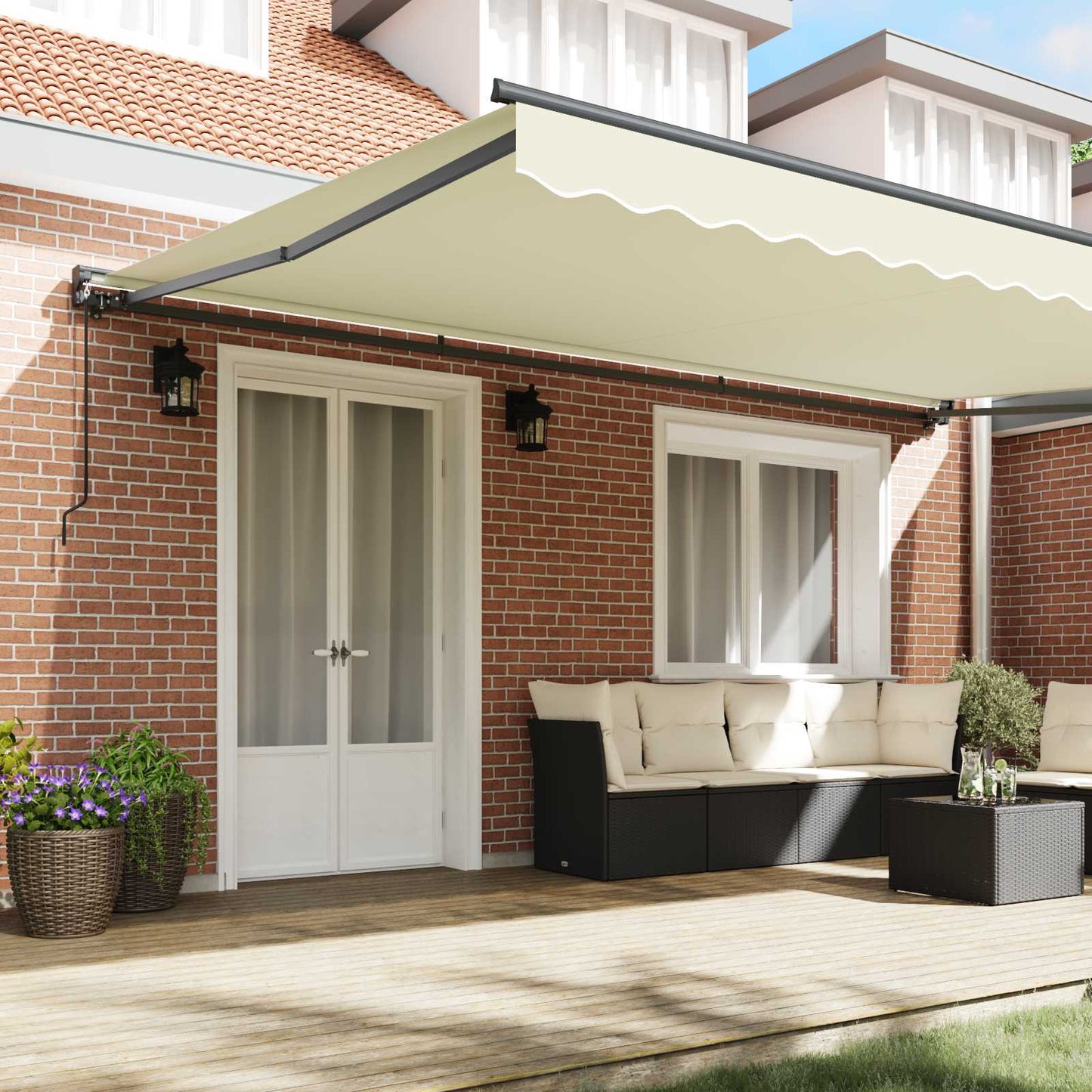 Awning Frame Cream 500 x 300 cm Polyester with PU coating