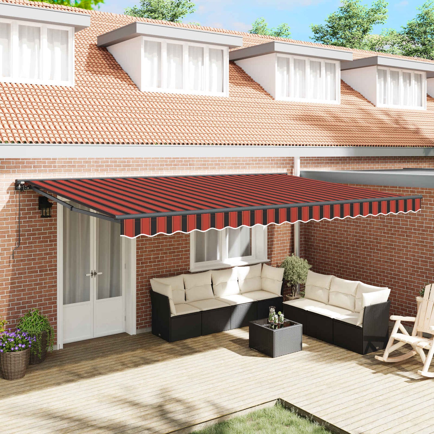 Retractable Awning Manual Orange and Black 500 x 300 cm