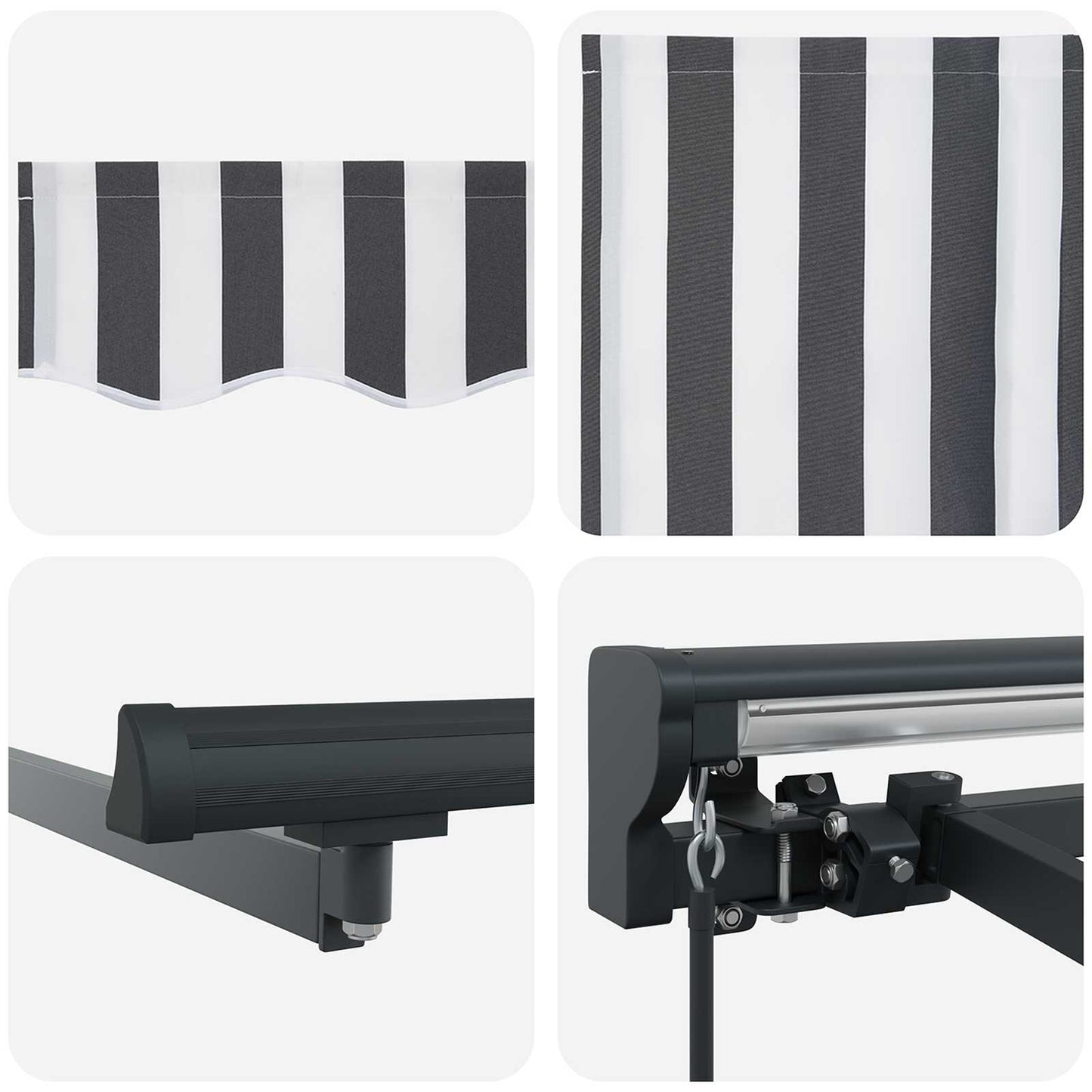 Retractable Awning Manual Anthracite and White 500 x 300 cm