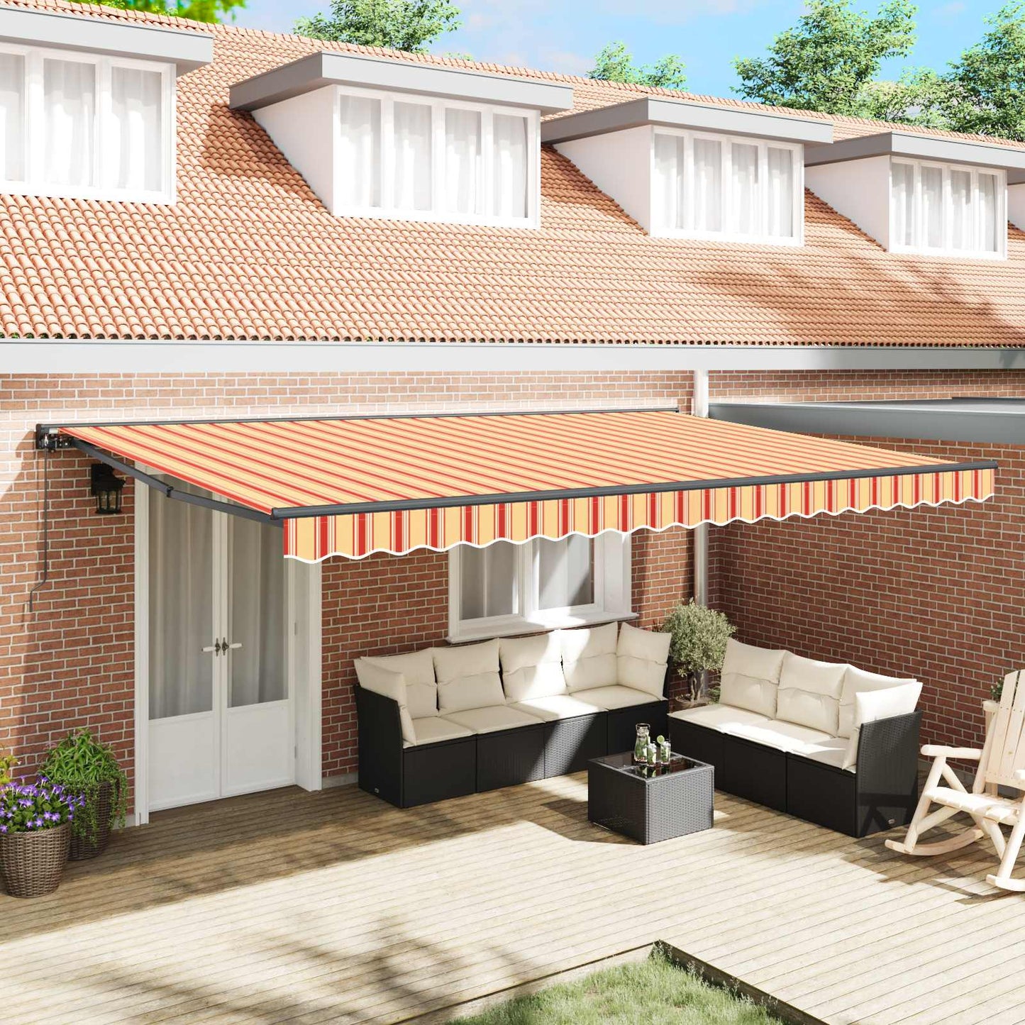 Retractable Awning Manual Multicolour 500 x 300 cm