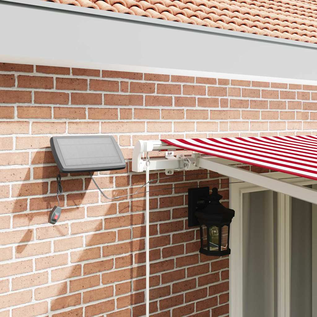 Retractable Awning Red and White 500 x 300 cm Fabric and Steel