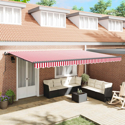 Retractable Awning Red and White 500 x 300 cm