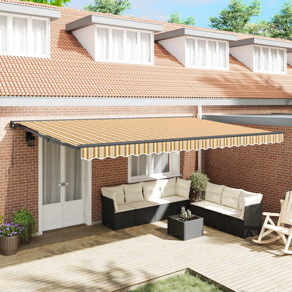 Retractable Awning Manual Yellow and Grey 500 x 300 cm