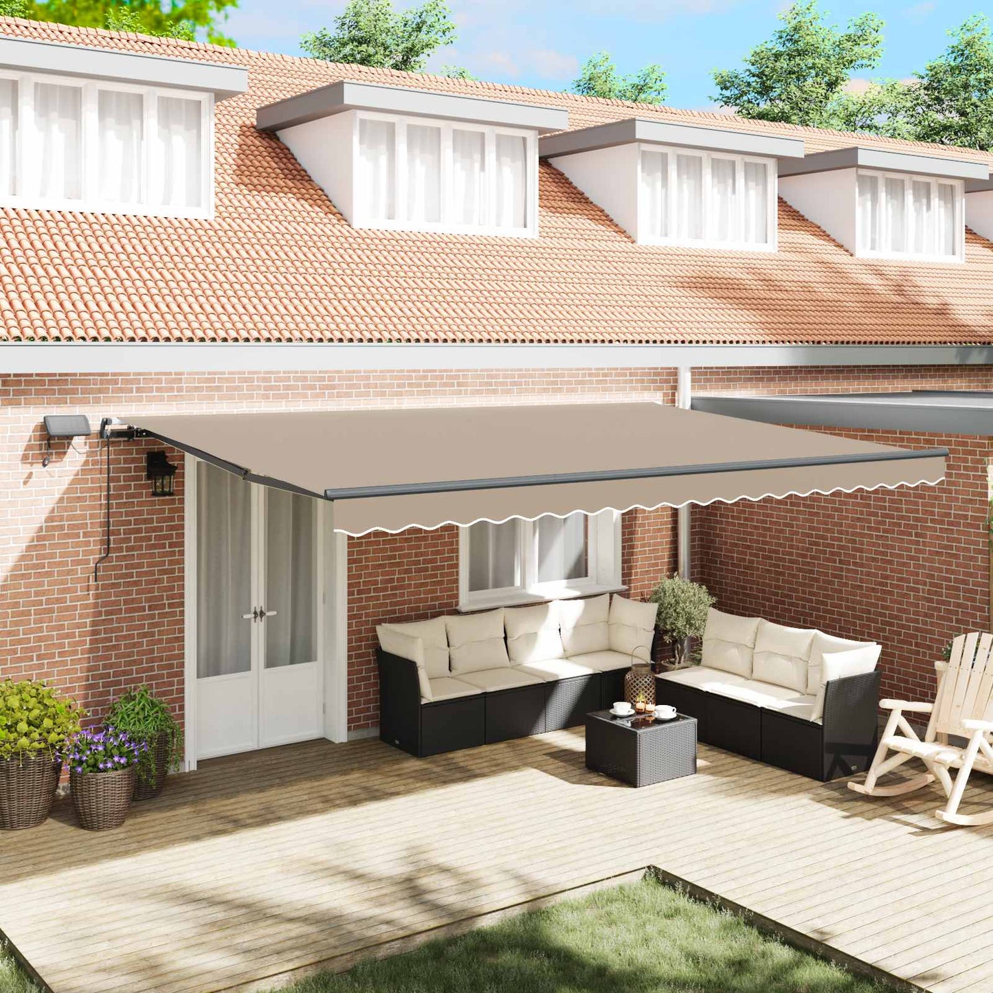 Retractable Awning Beige 500 x 300 cm Fabric and Aluminium
