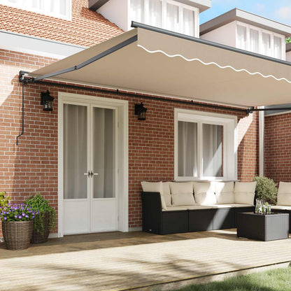 Awning Frame Beige 500 x 300 cm Polyester with PU coating