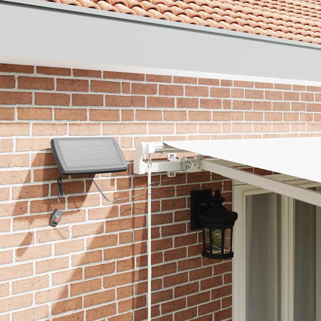 Retractable Awning White 500 x 300 cm Fabric and Steel