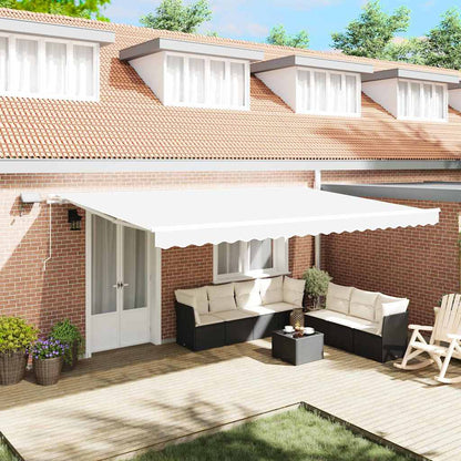 Retractable Awning White 500 x 300 cm Fabric and Steel