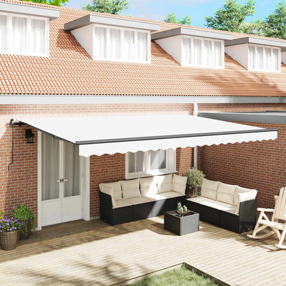 Retractable Awning White 500 x 300 cm Polyester and Steel