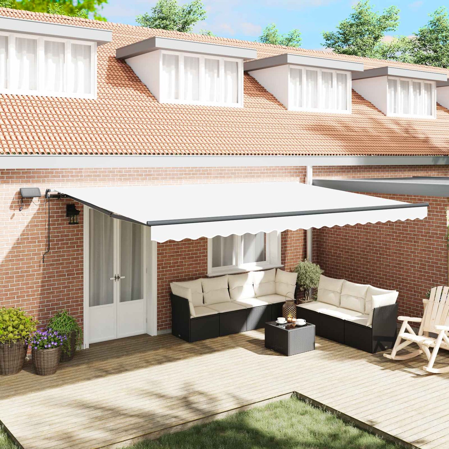 Retractable Awning Manual White 500 x 300 cm Fabric