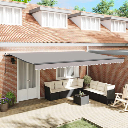 Retractable Awning Light Grey 500 x 300 cm Polyester and Steel