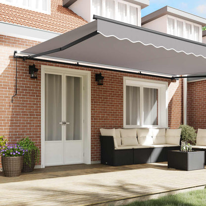 Retractable Awning Light Grey 500 x 300 cm Polyester and Steel