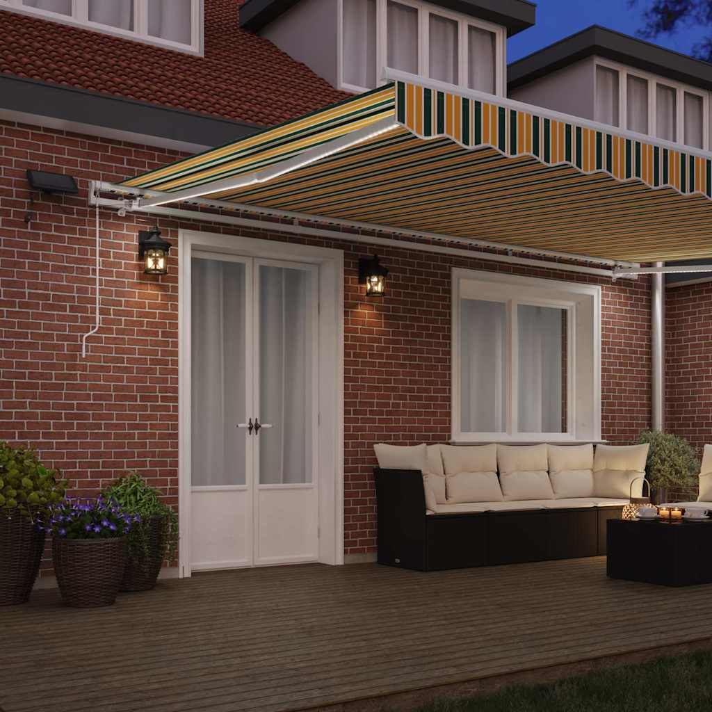 Retractable Awning Green and yellow 500 x 300 cm