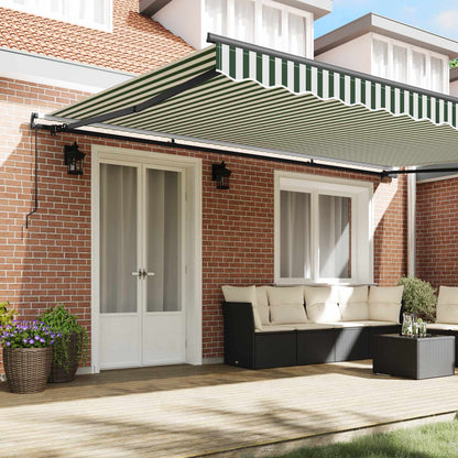 Retractable Awning Green and White 500 x 300 cm