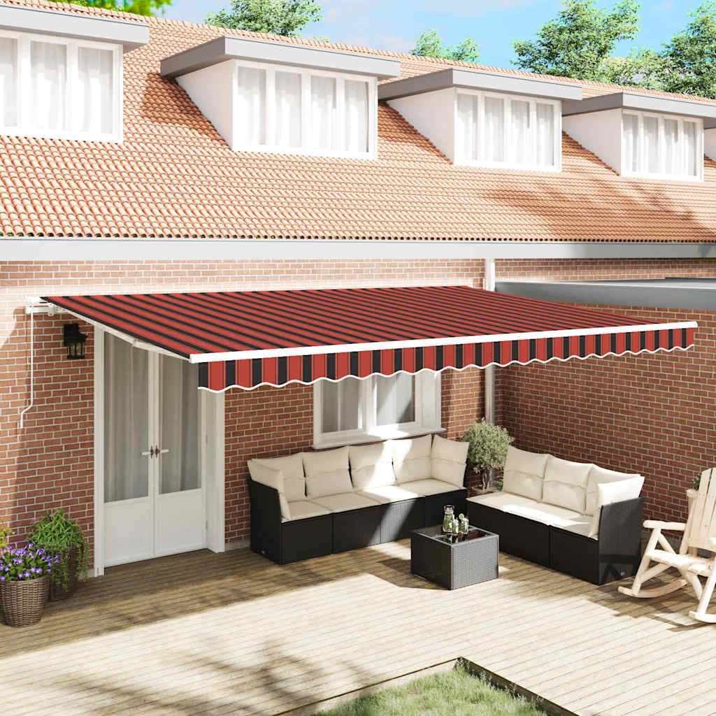 Retractable Awning Manual Orange and Brown 500 x 350 cm