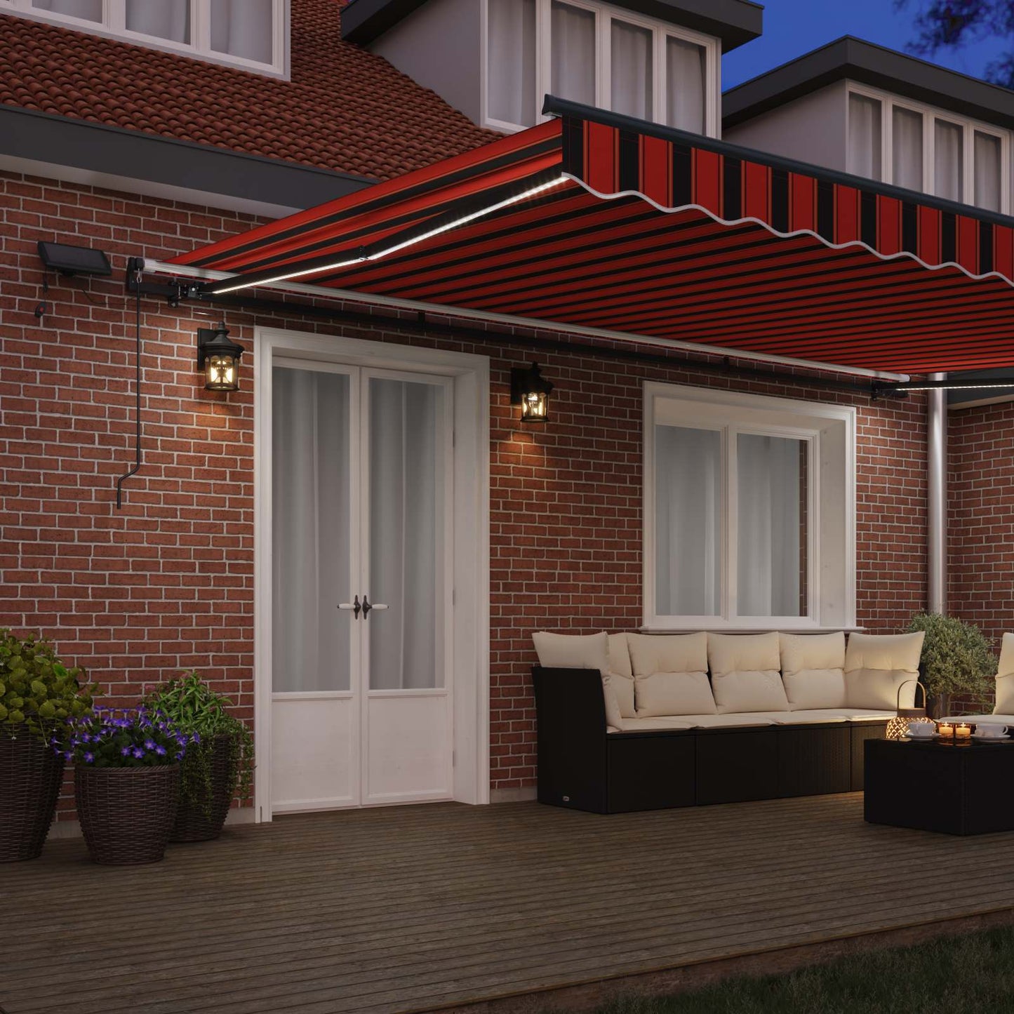 Retractable Awning Orange and brown 500 x 350 cm Fabric