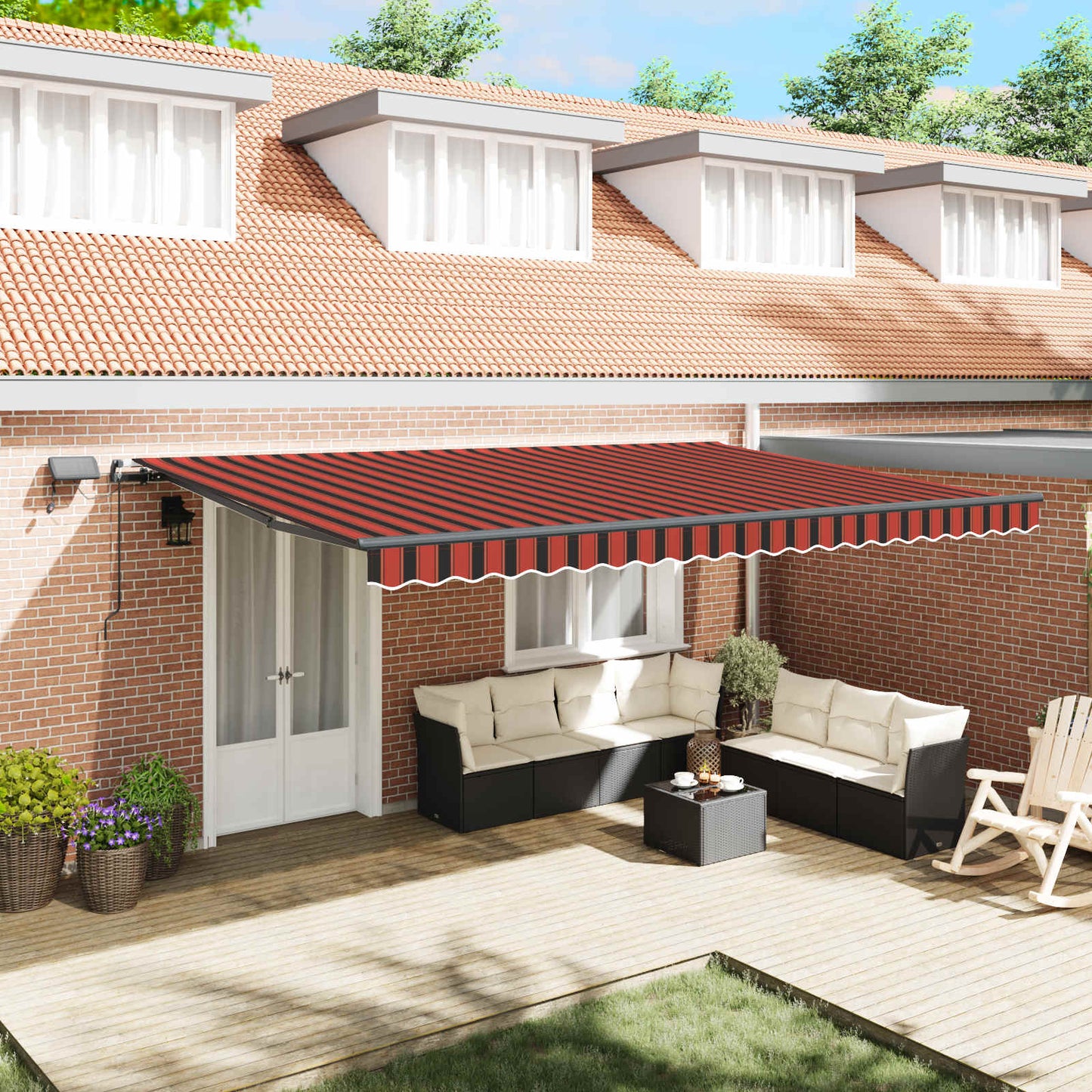 Retractable Awning Orange and brown 500 x 350 cm Fabric