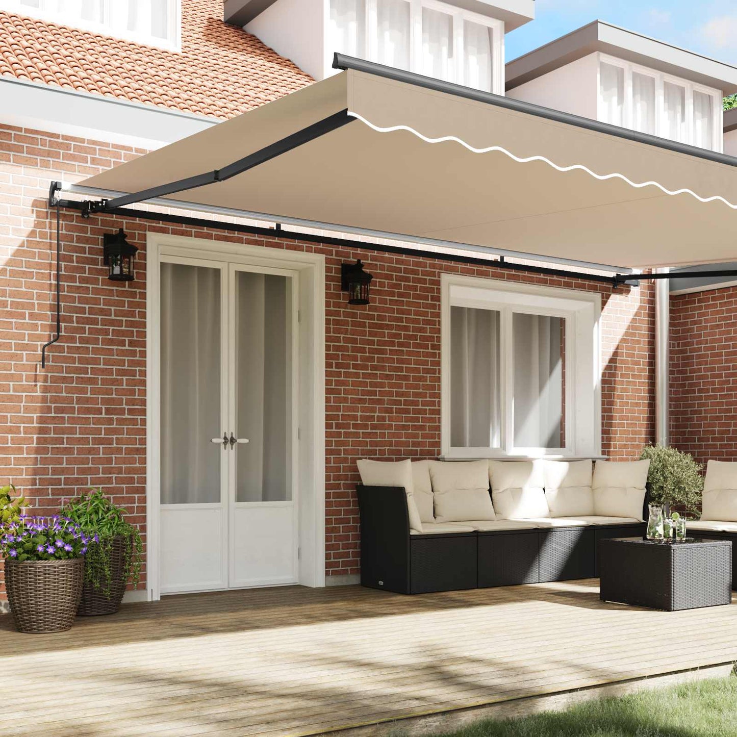 Retractable Awning Beige 500 x 350 cm Polyester and Steel
