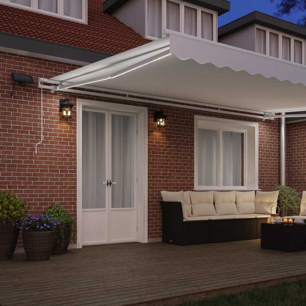 Retractable Awning White 500 x 350 cm Fabric and Steel