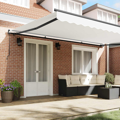 Retractable Awning White 500 x 350 cm Polyester and Steel