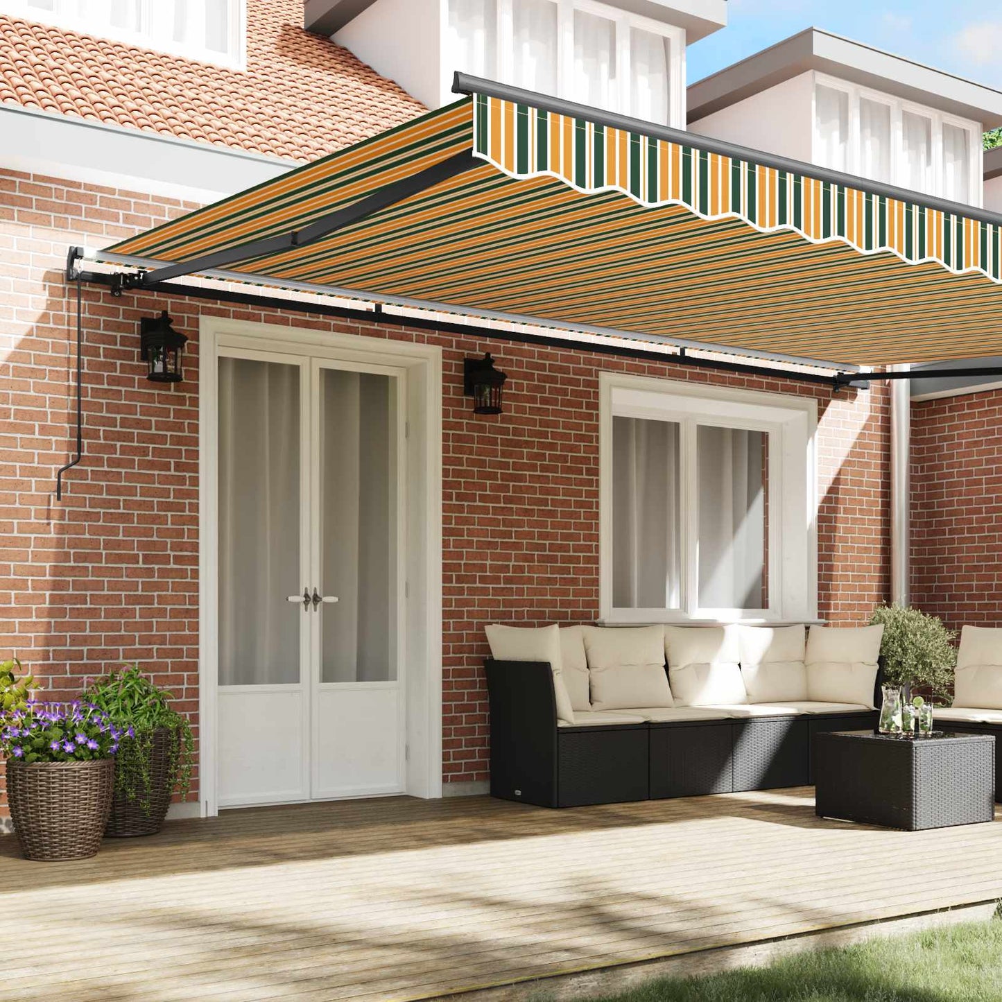 Retractable Awning Green and yellow 500 x 350 cm
