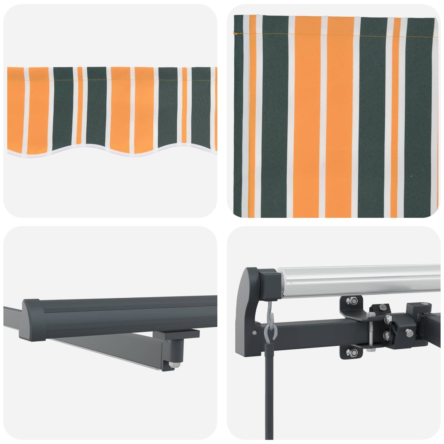 Retractable Awning Manual Green and yellow 500 x 350 cm Fabric